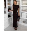 Tmavě hnědé dlouhé elastické šaty LABUA (Veľkosť ONESIZE)