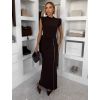 Tmavě hnědé dlouhé elastické šaty LABUA (Veľkosť ONESIZE)
