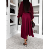 Vínová saténová dlhá sukňa VORNIKA