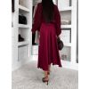 Vínová saténová dlouhá sukně VORNIKA (Veľkosť ONESIZE)