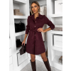 Vínové košeľové semišové šaty TEXIVOA