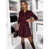 Vínové košilové semišové šaty TEXIVOA (Veľkosť ONESIZE)