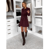 Vínové košeľové semišové šaty TEXIVOA