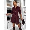 Vínové košilové semišové šaty TEXIVOA (Veľkosť ONESIZE)