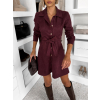 Vínové košeľové semišové šaty TEXIVOA