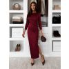 Vínové společenské dlouhé šaty NUREILA (Veľkosť ONESIZE)
