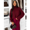 Vínový oversized sveter BELVURA s vlnou