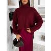 Vínový oversized svetr BELVURA s vlnou (Veľkosť ONESIZE)