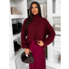 Vínový oversized sveter BELVURA s vlnou