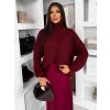 Vínový oversized svetr BELVURA s vlnou (Veľkosť ONESIZE)