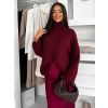 Vínový oversized svetr BELVURA s vlnou (Veľkosť ONESIZE)