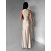 Béžové dlouhé společenské šaty LETERA s řasením (Veľkosť ONESIZE)