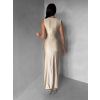 Béžové společenské dlouhé šaty DRAVELY s řasením (Veľkosť ONESIZE)