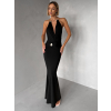 Čierne spoločenské dlhé šaty Arkeny s ozdobou