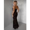 Hnědé dlouhé společenské šaty AVENZIA na ramínka (Veľkosť M/L)