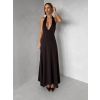 Hnědé elegantní dlouhé šaty NORELIE s výstřihem (Veľkosť ONESIZE)