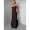 Hnědé společenské dlouhé šaty GAREVIA s rozparkem (Veľkosť ONESIZE)