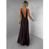 Hnedé spoločenské jednoduché dlhé šaty CARMIYA