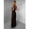 Hnědé společenské jednoduché dlouhé šaty CARMIYA (Veľkosť ONESIZE)