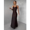 Hnědé společenské jednoduché dlouhé šaty CARMIYA (Veľkosť ONESIZE)