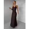 Hnedé spoločenské jednoduché dlhé šaty CARMIYA