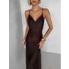Hnedé spoločenské jednoduché dlhé šaty CARMIYA