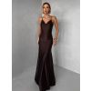 Hnědé společenské jednoduché dlouhé šaty CARMIYA (Veľkosť ONESIZE)