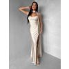 Krémové společenské dlouhé šaty BELUNA (Veľkosť ONESIZE)
