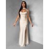 Krémové společenské dlouhé šaty BELUNA (Veľkosť ONESIZE)