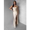 Krémové společenské dlouhé šaty BELUNA (Veľkosť ONESIZE)