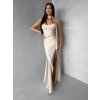 Krémové spoločenské dlhé šaty BELUNA