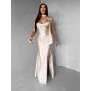 Krémové společenské dlouhé šaty BELUNA (Veľkosť ONESIZE)