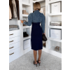 Modročierne elegantné šaty DENIMA s dlhým rukávom