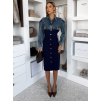 Modročierne elegantné šaty DENIMA s dlhým rukávom