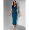 Petrolejové přiléhavé midi šaty TREVY s holými zády (Veľkosť ONESIZE)