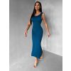 Petrolejové přiléhavé midi šaty TREVY s holými zády (Veľkosť ONESIZE)