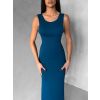Petrolejové přiléhavé midi šaty TREVY s holými zády (Veľkosť ONESIZE)
