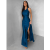 Petrolejové spoločenské dlhé šaty SYVONA