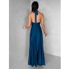 Petrolejové společenské dlouhé šaty SYVONA (Veľkosť ONESIZE)