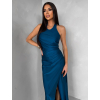 Petrolejové spoločenské dlhé šaty SYVONA