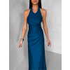 Petrolejové spoločenské dlhé šaty SYVONA