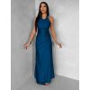Petrolejové společenské dlouhé šaty SYVONA (Veľkosť ONESIZE)