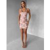 Růžové krátké koktejlové šaty YVERIN s flitry (Veľkosť ONESIZE)