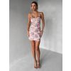 Růžové krátké koktejlové šaty YVERIN s flitry (Veľkosť ONESIZE)