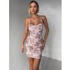 Růžové krátké koktejlové šaty YVERIN s flitry (Veľkosť ONESIZE)