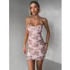 Růžové krátké koktejlové šaty YVERIN s flitry (Veľkosť ONESIZE)