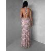 Růžové společenské dlouhé šaty HENTARI s flitry (Veľkosť ONESIZE)