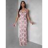 Růžové společenské dlouhé šaty HENTARI s flitry (Veľkosť ONESIZE)