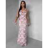 Růžové společenské dlouhé šaty HENTARI s flitry (Veľkosť ONESIZE)