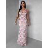 Ružové spoločenské dlhé šaty HENTARI s flitrami